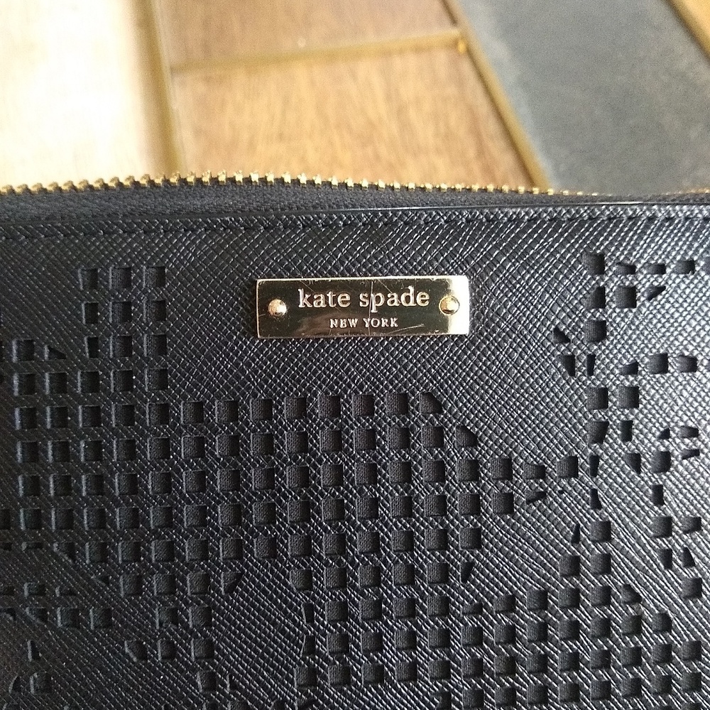 Kate Spade black wristlet with phone slot